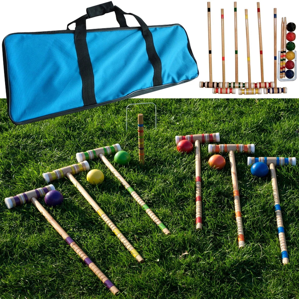 Premium Wooden Croquet 4 Players Game Set image 2