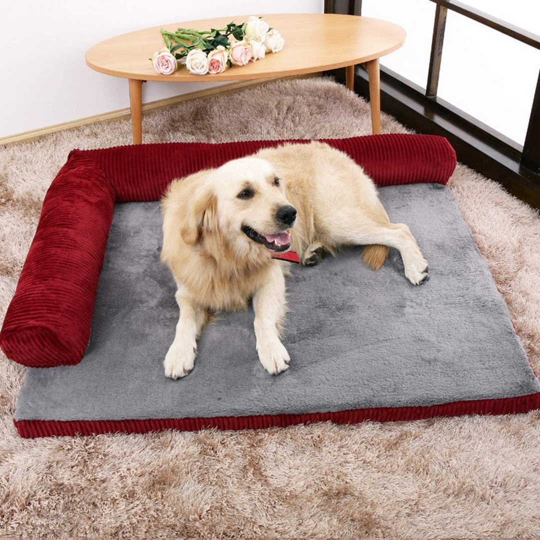 Large Spacious Modern Washable Tough Dog Bed - Red, S image