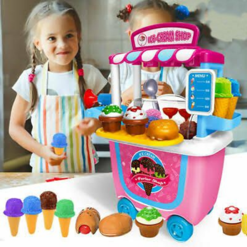 Kids Play Food And Ice Cream Truck Toy Cart image 5