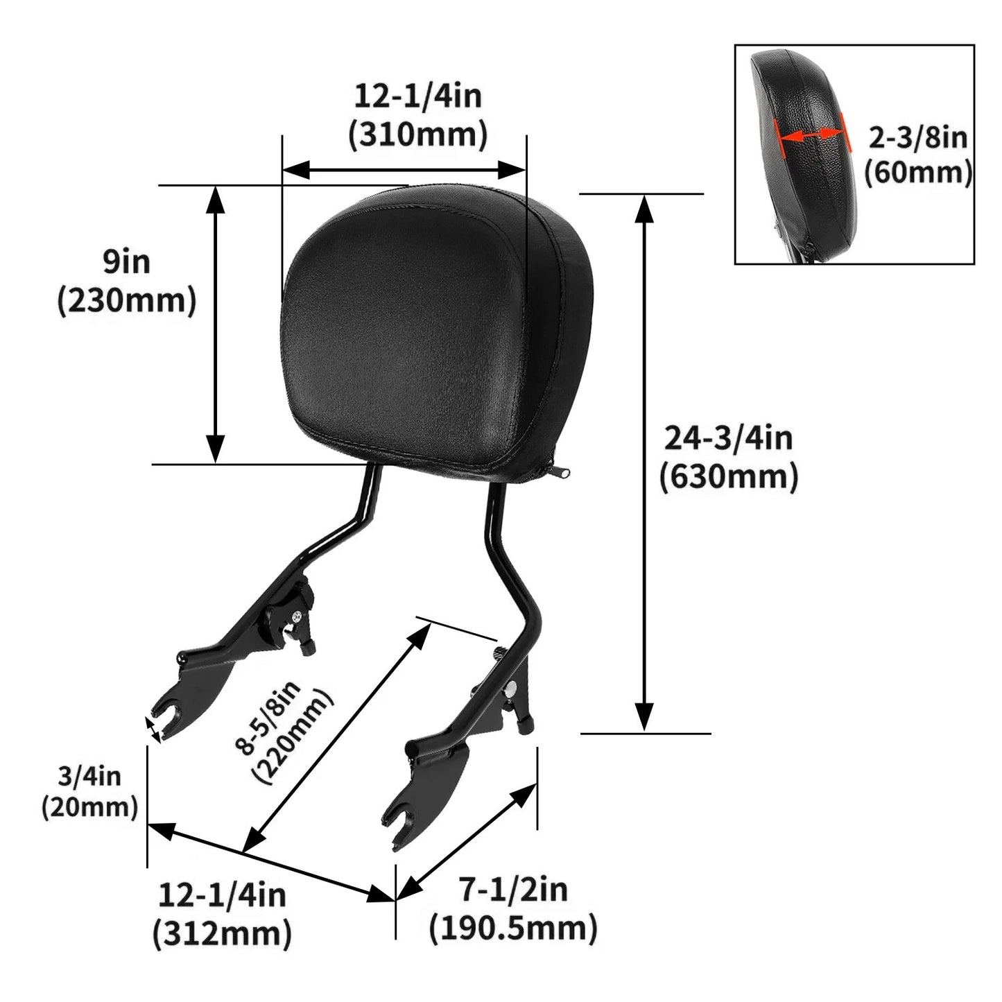Detachable Custom Motorcycle Backrest Sissy Bar image 9