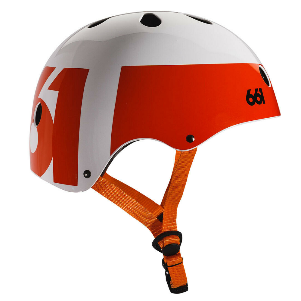Heavy Duty Kids Modern Skateboard Helmet - White/Orange image