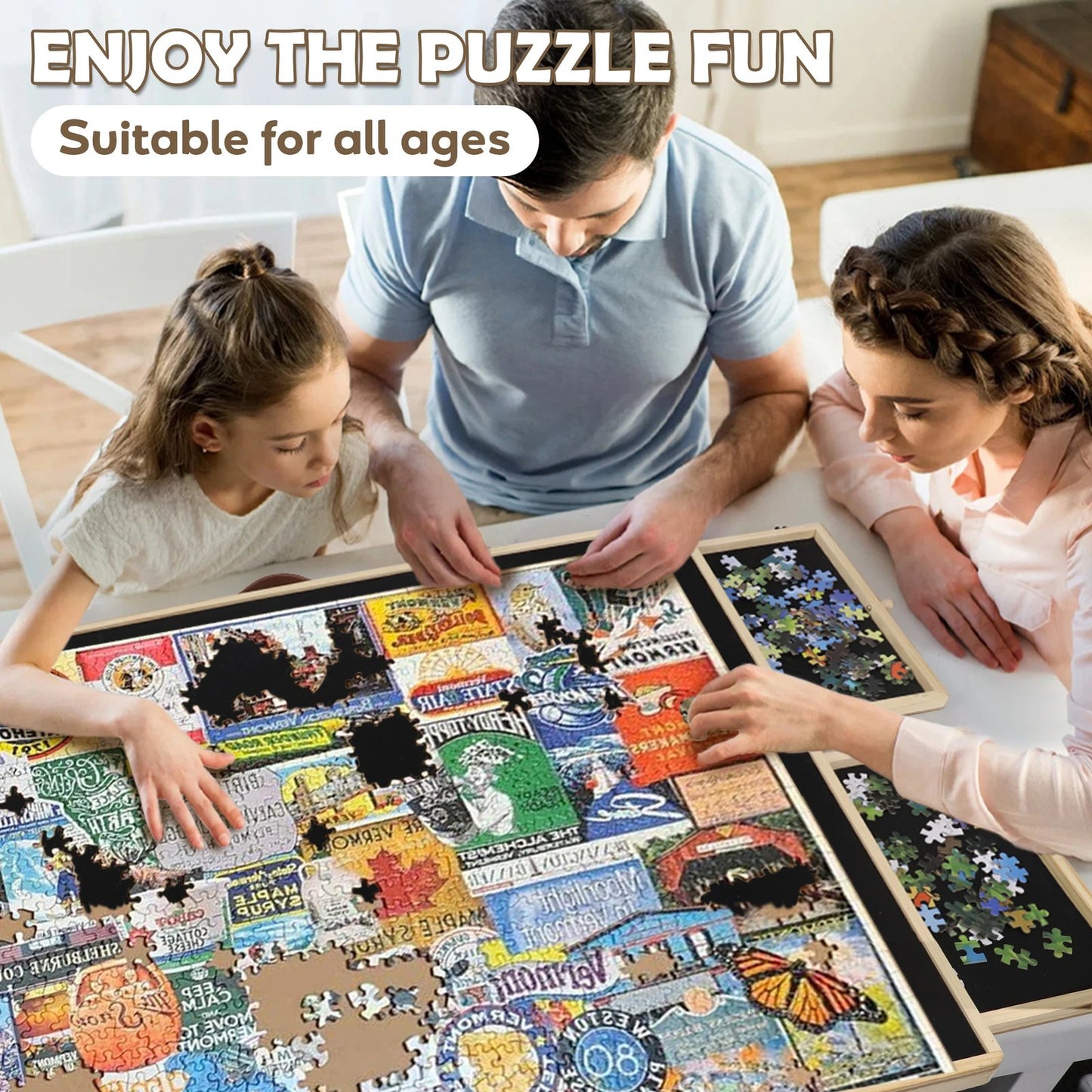 Large Portable Spinning Jigsaw Puzzle Table image 1
