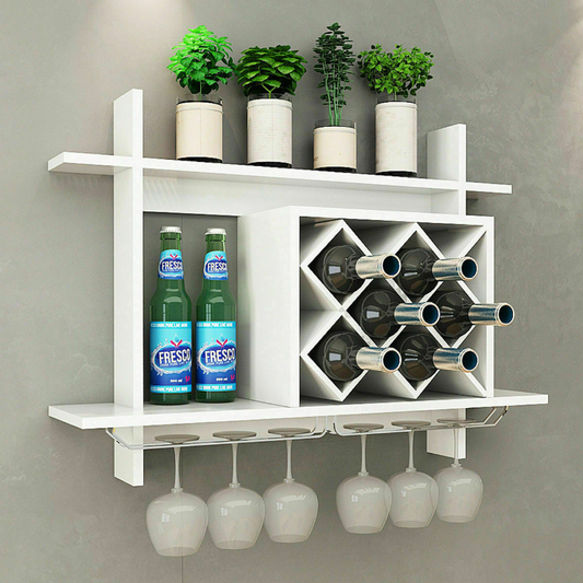 Premium Wooden Wall Mounted Wine Glass Holder Shelf Rack image 0