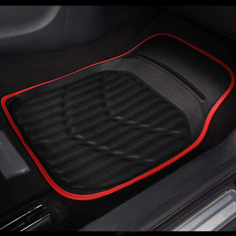 Universal Heavy Duty All Weather Car / Truck Floor Mat - Medium, Black and red image