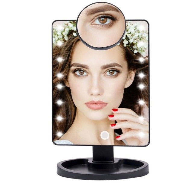 Lighted Magnifying Makeup Mirror Countertop Vanity 10X - 16 Led Lights Black image