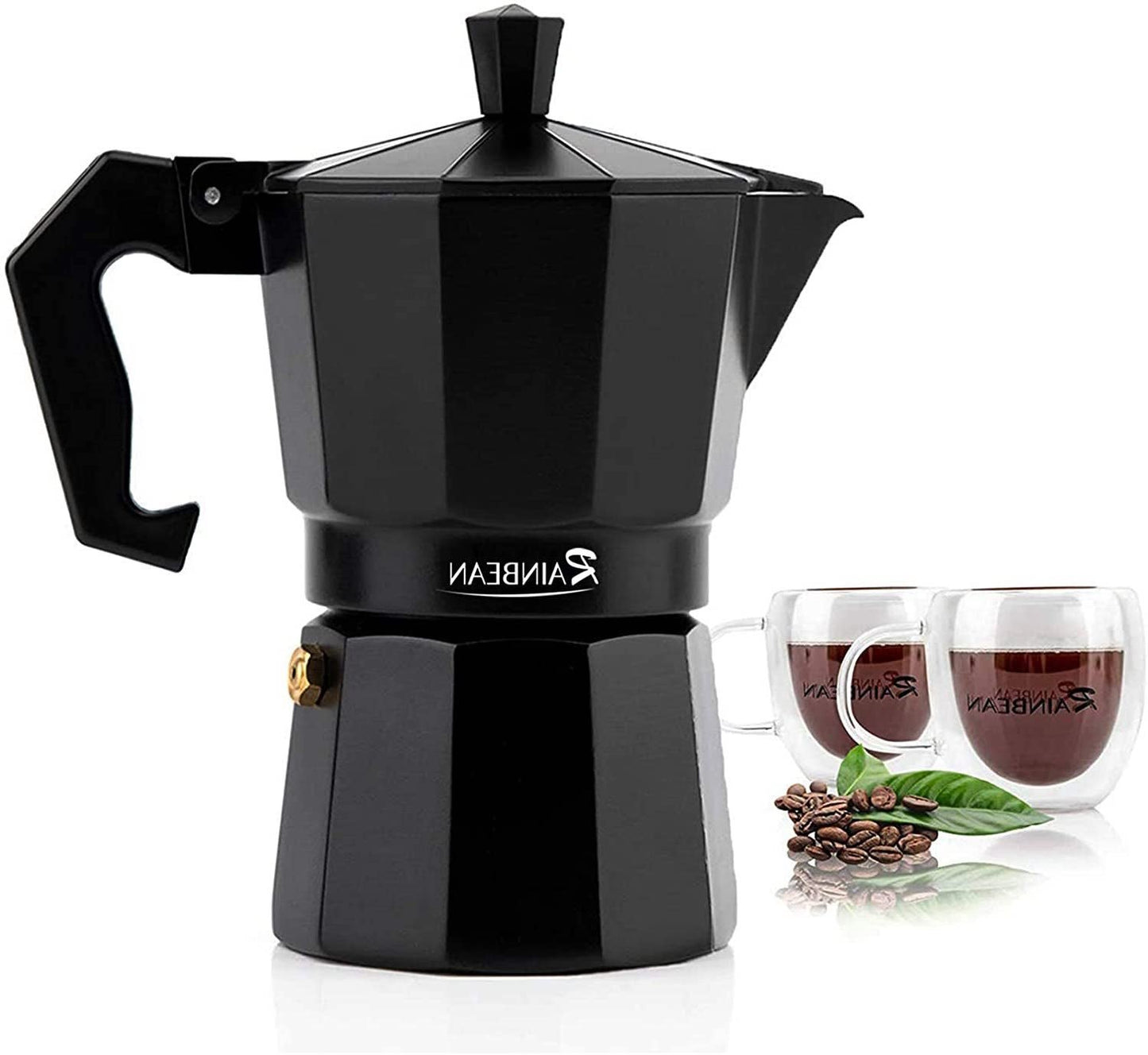 Aluminum Stovetop Moka Coffee Maker Espresso Pot - Black 300ml image
