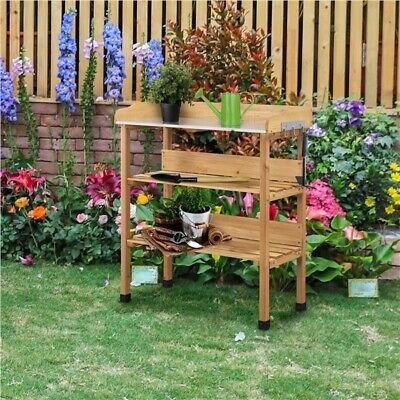 Outdoor Garden Wooden Potting Workbench Table Station image 1