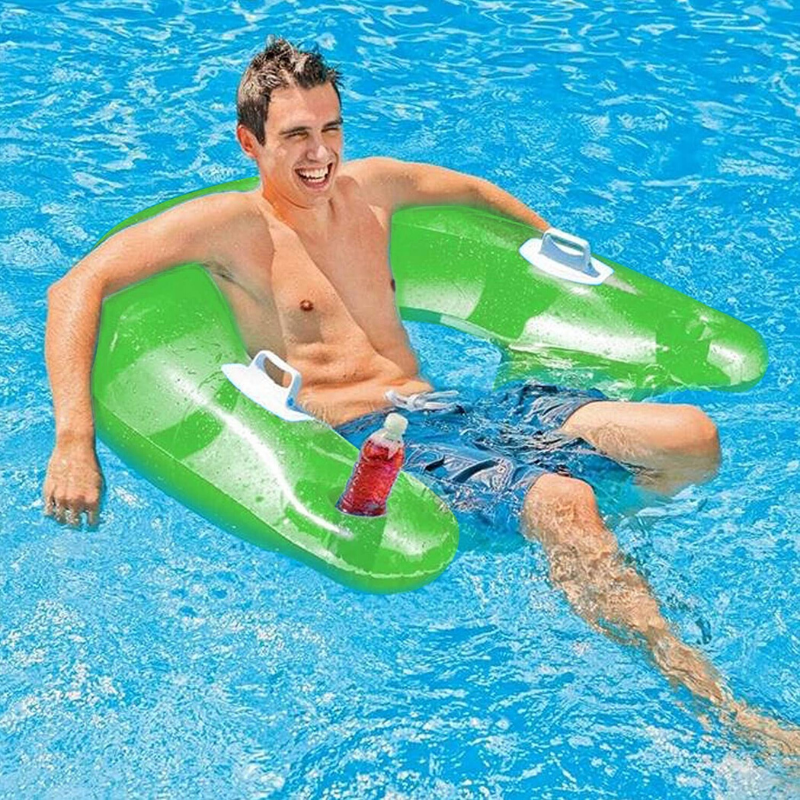 Premium Inflatable Floating Pool Lounge Chair With Cup Holder image 0