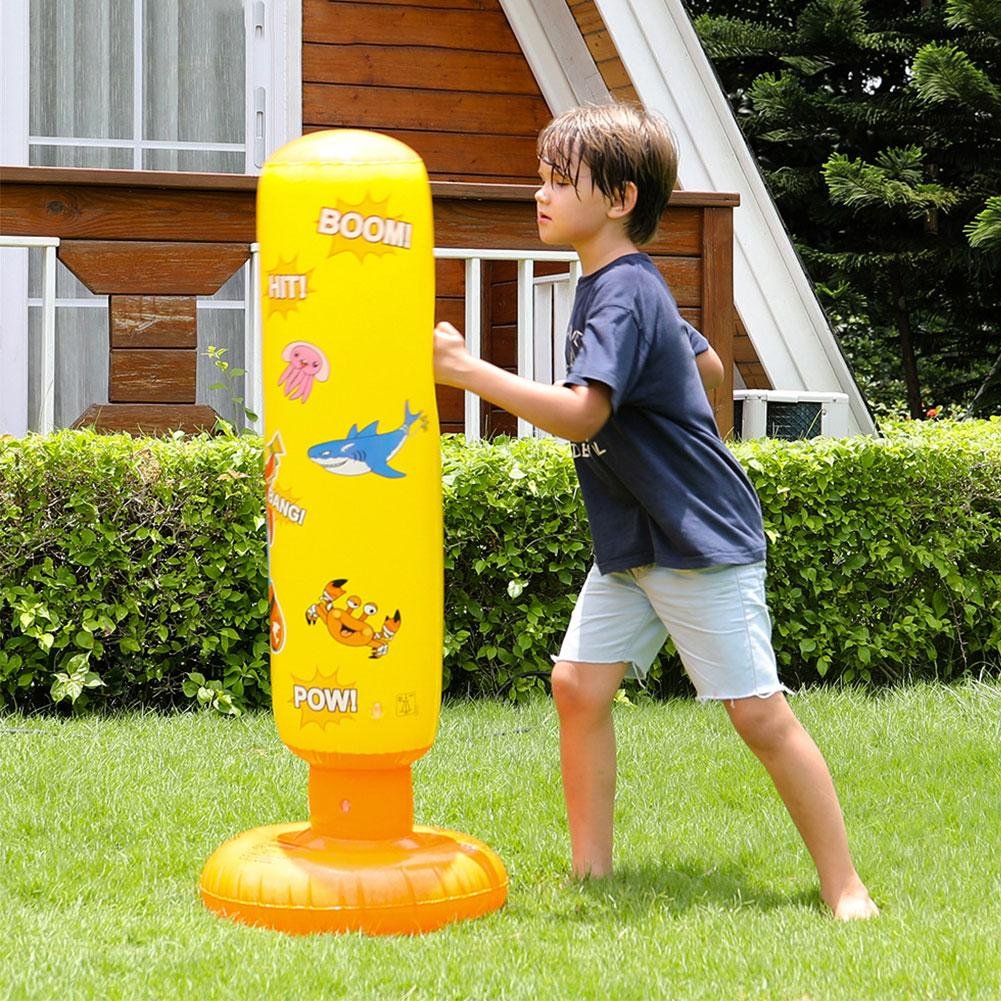 Kids Heavy Duty Standing Inflatable Punching Bag - Yellow image