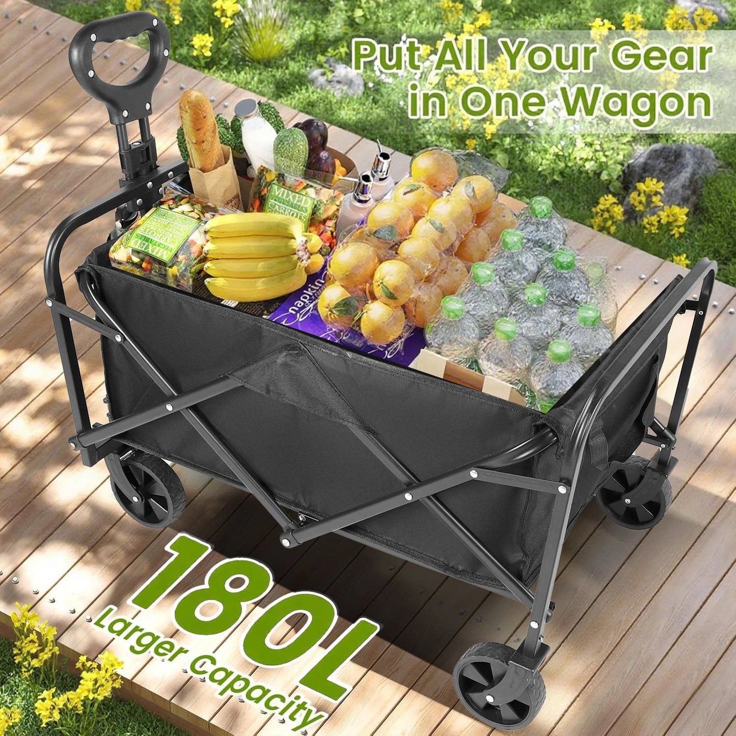 Heavy Duty Collapsible Folding Utility Beach Wagon All Terrain Cart image 4