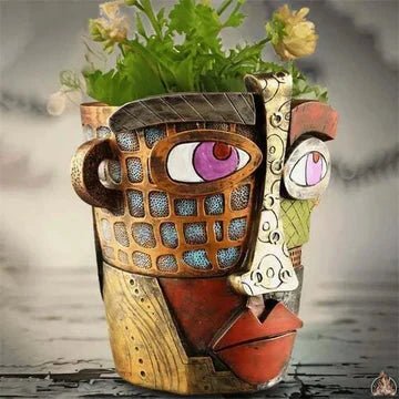 Handmade Picasso Brutalist Abstract Beauty Face Flower Pot image 0