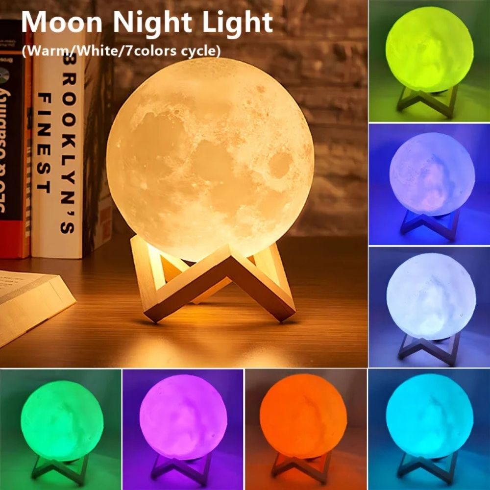 3D Moon LED Book Light – Portable Battery-Powered Night Lamp for Home Decor