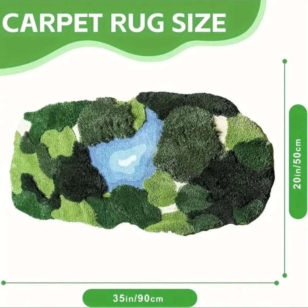 3D Moss Leaf Shaped Rug – Plush Tufted Botanical Bathroom Mat, Non-Slip & Washable
