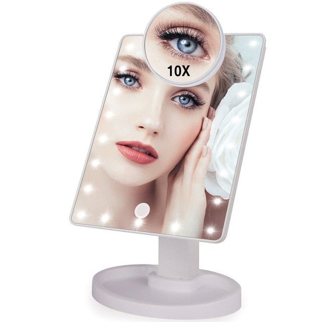 Lighted Magnifying Makeup Mirror Countertop Vanity 10X - 22 Led Lights White image