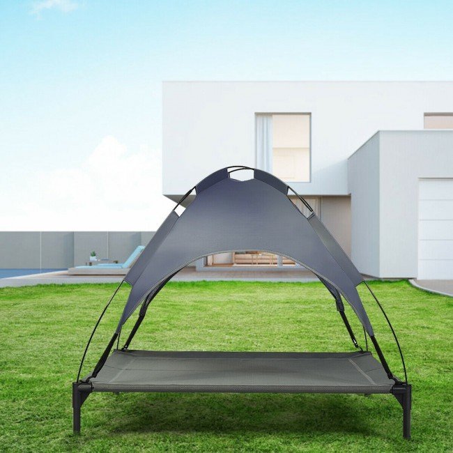 Portable Elevated Outdoor Pet Bed with Removable Canopy Shade - 42 Inch image