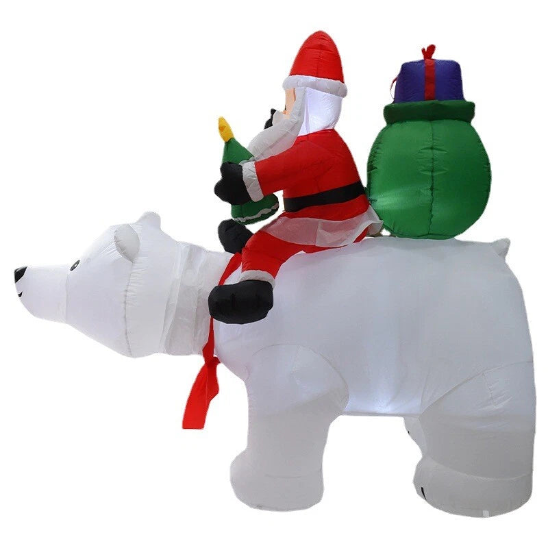 Giant Inflatable Outdoor Christmas Blow Up Santa With Polar Bear 7 Ft image 3