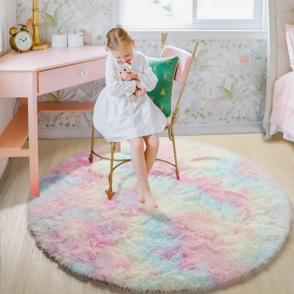Super Soft Plush Round Rug – Fluffy Thick Pile Carpet for Bedroom & Living Room