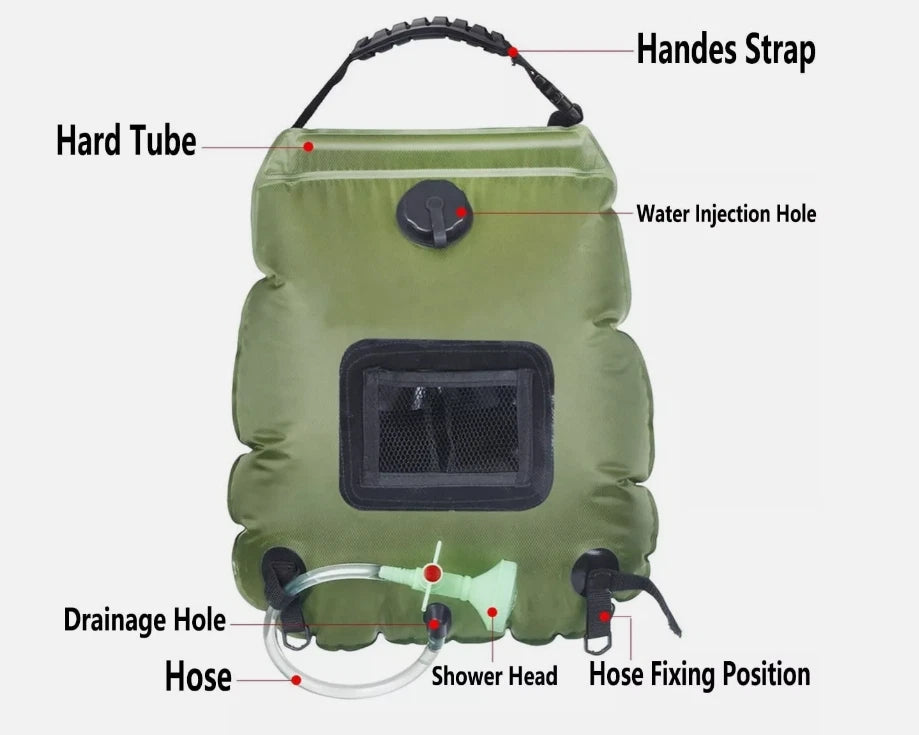 Portable Spacious Outdoor Camping Solar Shower Bag 5 Gallon image 3