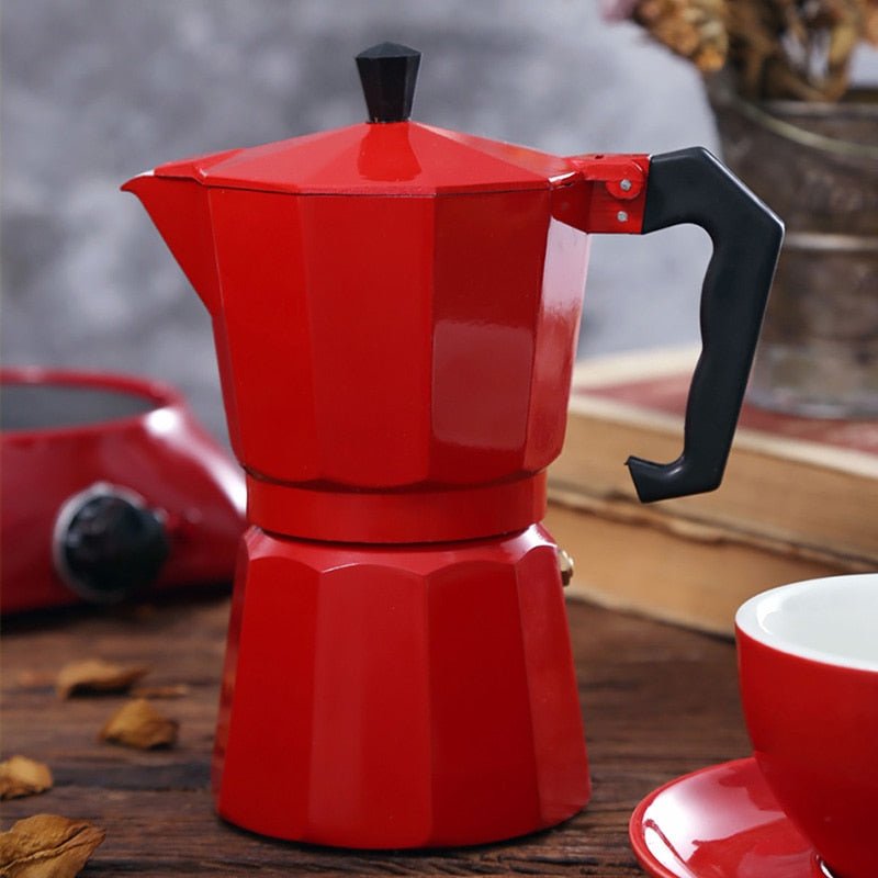 Aluminum Stovetop Moka Coffee Maker Espresso Pot - Red 150ml image