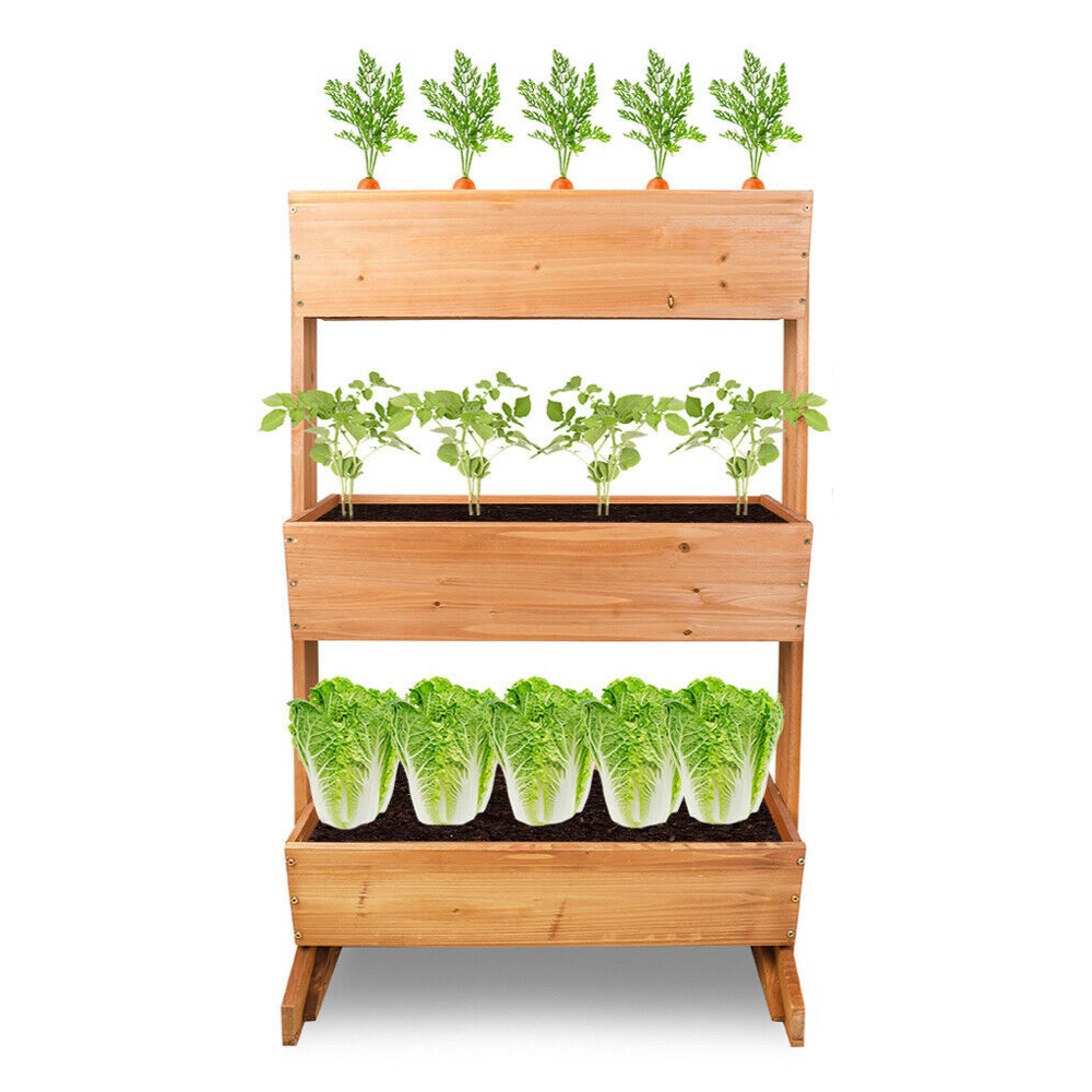 Large Wooden 3 Tier Vertical Raised Garden Planter Stand image 0