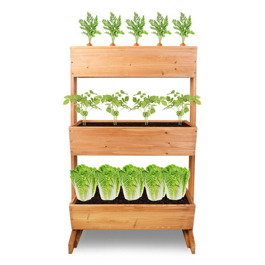 Large Wooden 3 Tier Vertical Raised Garden Planter Stand image 0