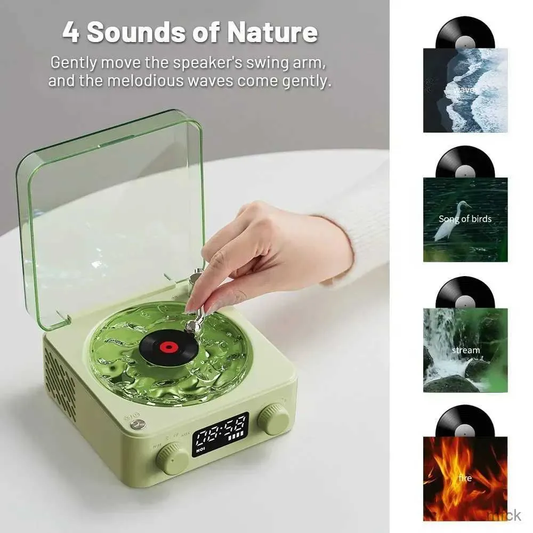Vintage Record Player-Inspired LED Lamp with Bluetooth & White Noise image 0