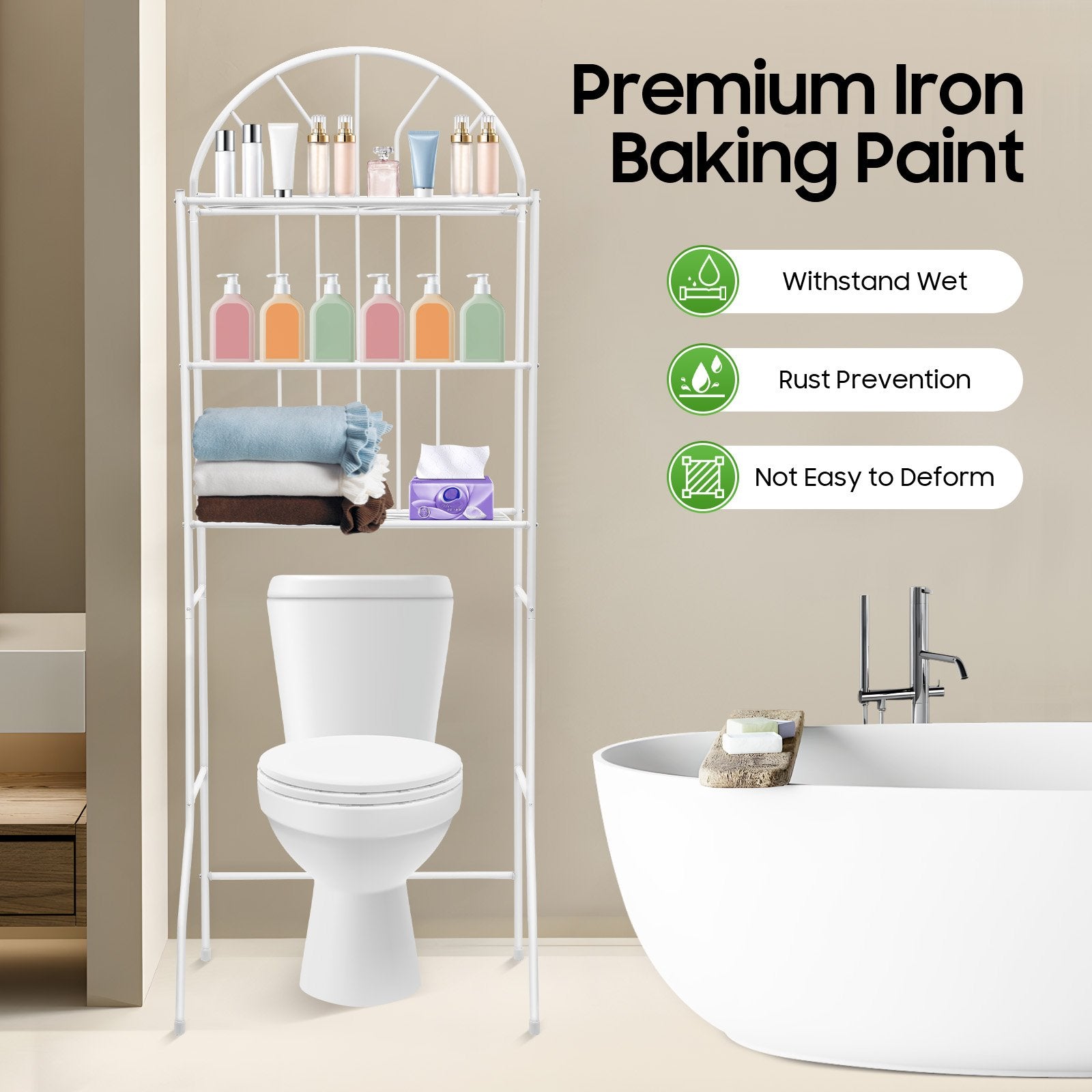 Large Over The Toilet Bathroom Space Saver Storage Shelf image 6