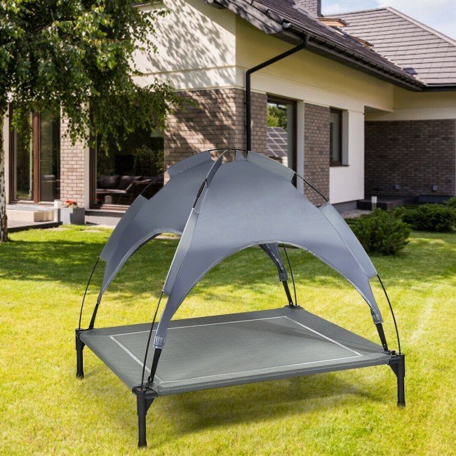 Portable Elevated Outdoor Pet Bed with Removable Canopy Shade image 0