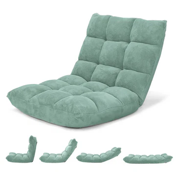 14-Position Adjustable Cushioned Floor Chair - green image