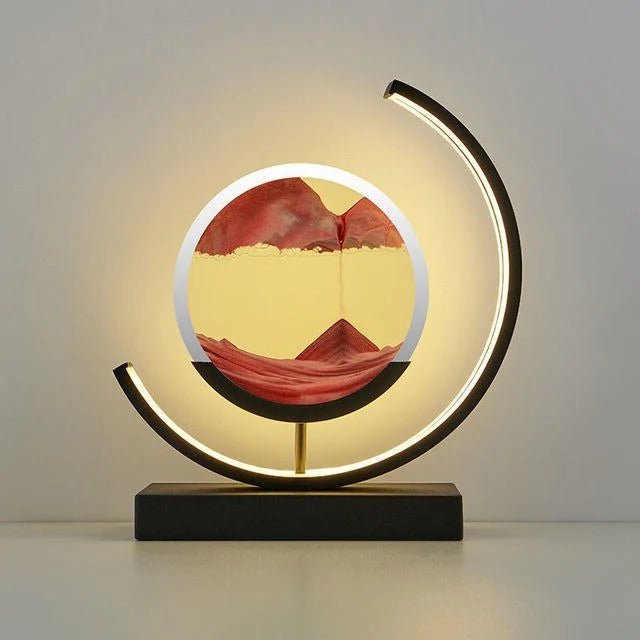 3D Hourglass LED Lamp, Mesmerizing Sand Art for Home Decor - Black Moon - Red image