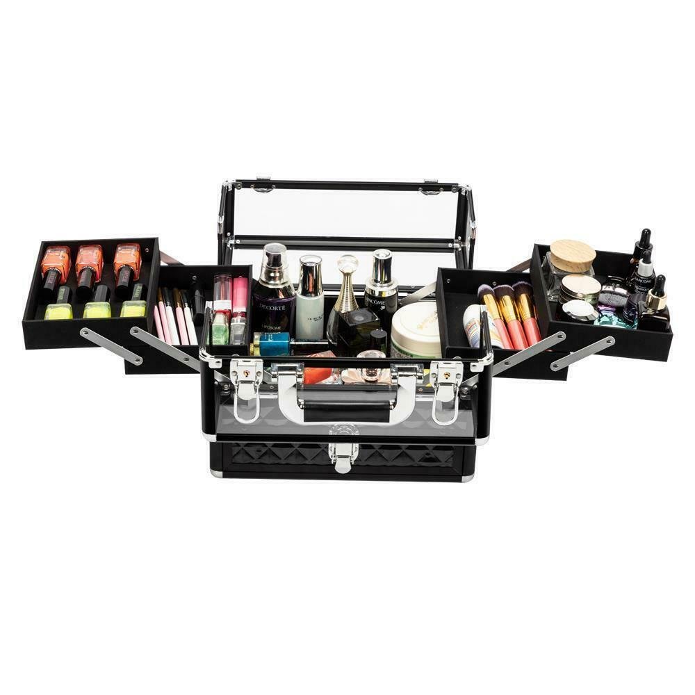 Large Compact Traveling Makeup Organizer Suitcase Box image 8
