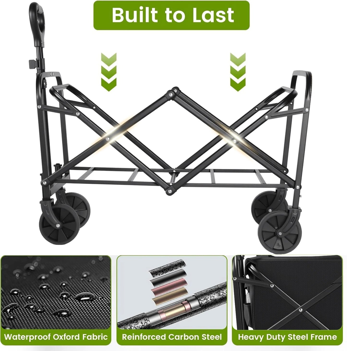 Heavy Duty Collapsible Folding Utility Beach Wagon All Terrain Cart image 9