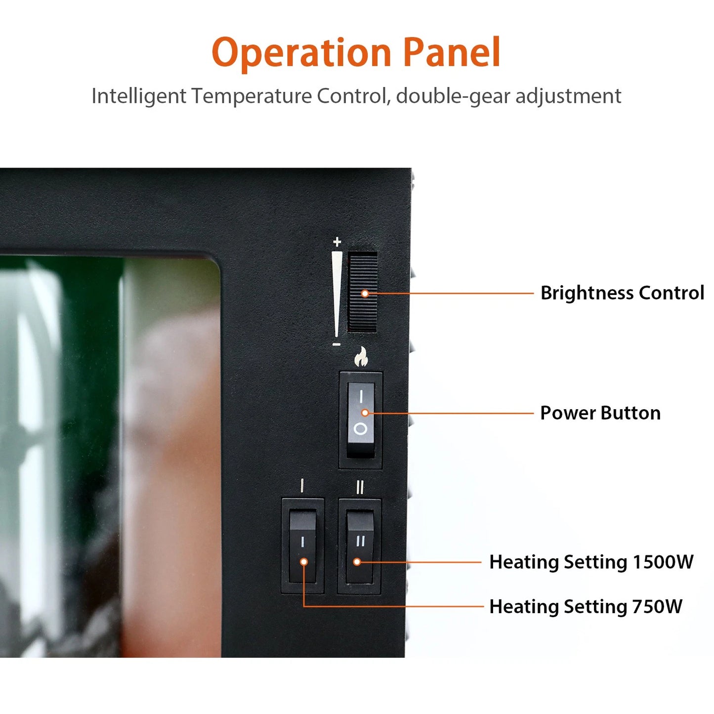 1500W Electric Infrared Fireplace Heater with 3D Flame image 9