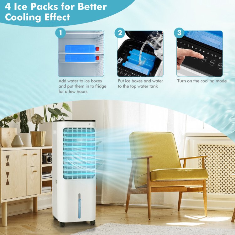 4-in-1 Evaporative Air Cooler with 12L Water Tank and 4 Ice Boxes image 2