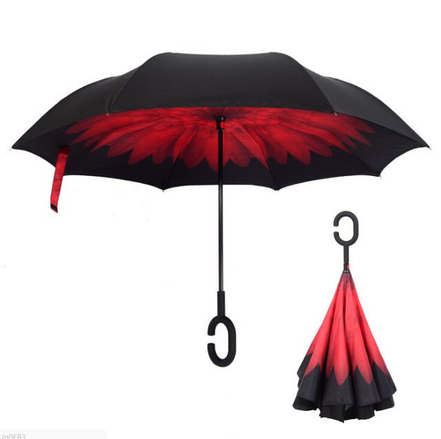 Upside Down Inverted Rain Umbrella - Red image