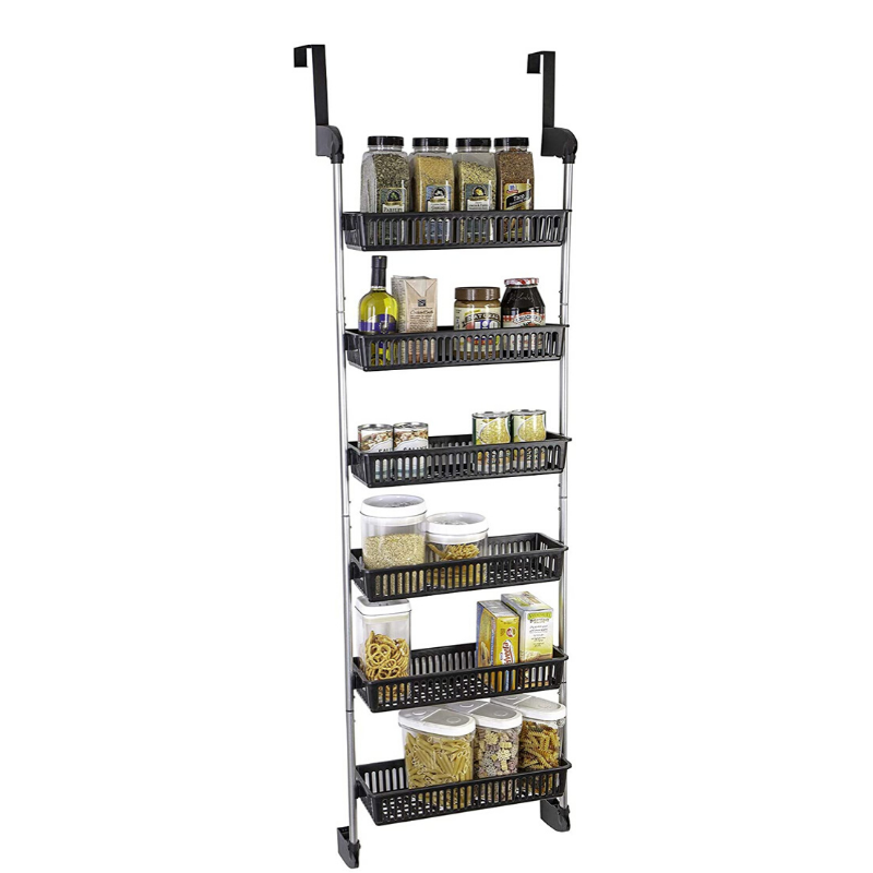 Large Over The Door Kitchen Pantry Spice Organizer Rack - Black image