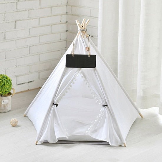 Large Pop Up Pet Dog Teepee Bed Tent - White, 4-corner tent image