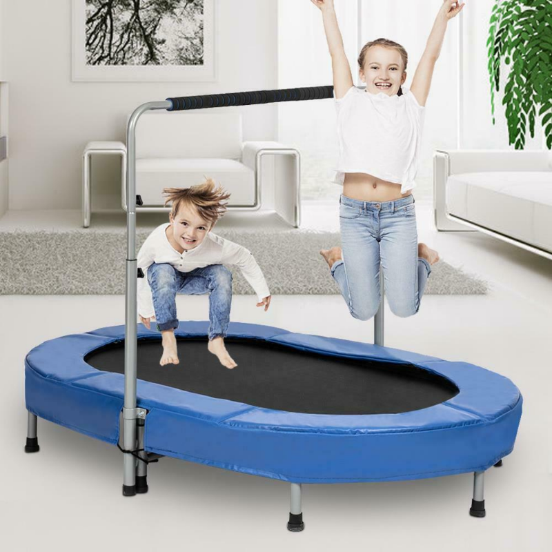 Small Foldable Fitness Workout Exercise Trampoline With Handlebar 56" image 2