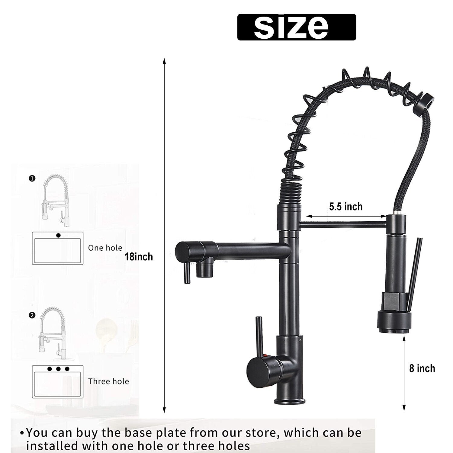 Matte Black Single Handle Pull Down Sprayer Kitchen Faucet with 360° Rotation Mixer Tap image 10