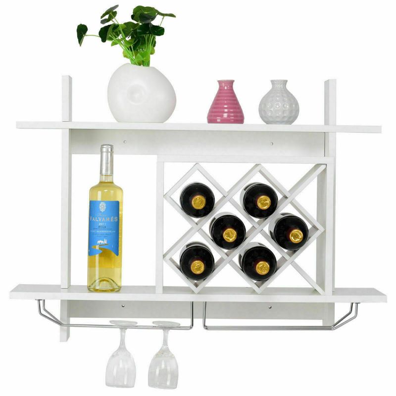 Premium Wooden Wall Mounted Wine Glass Holder Shelf Rack image 2