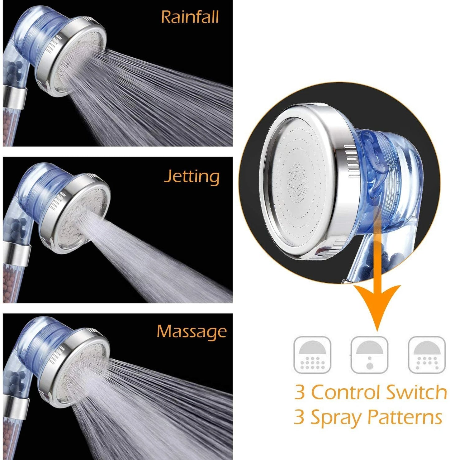 Handheld High Pressure Shower Head Water Filtering Massage Shower image 7