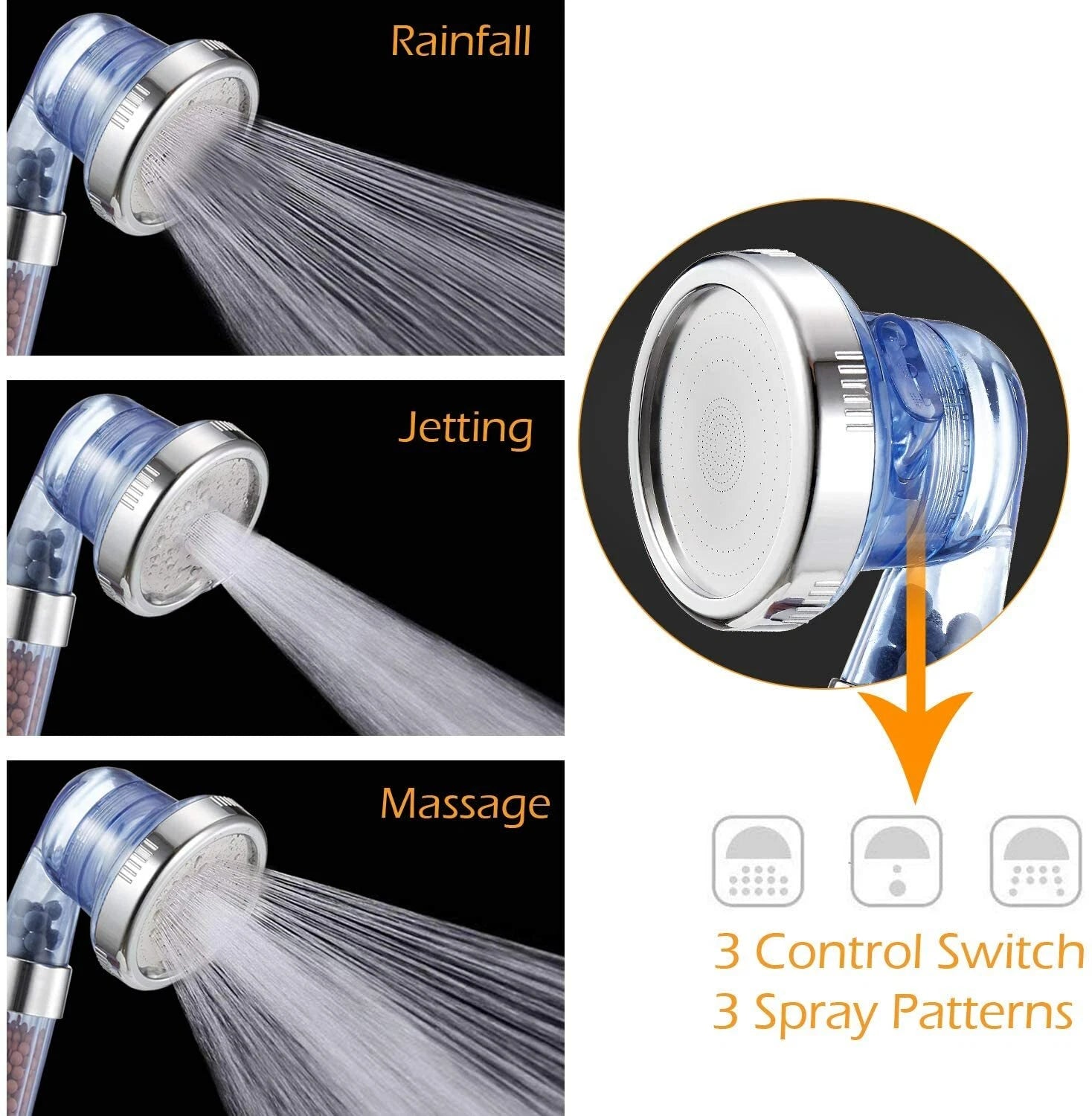 Handheld High Pressure Shower Head Water Filtering Massage Shower image 7