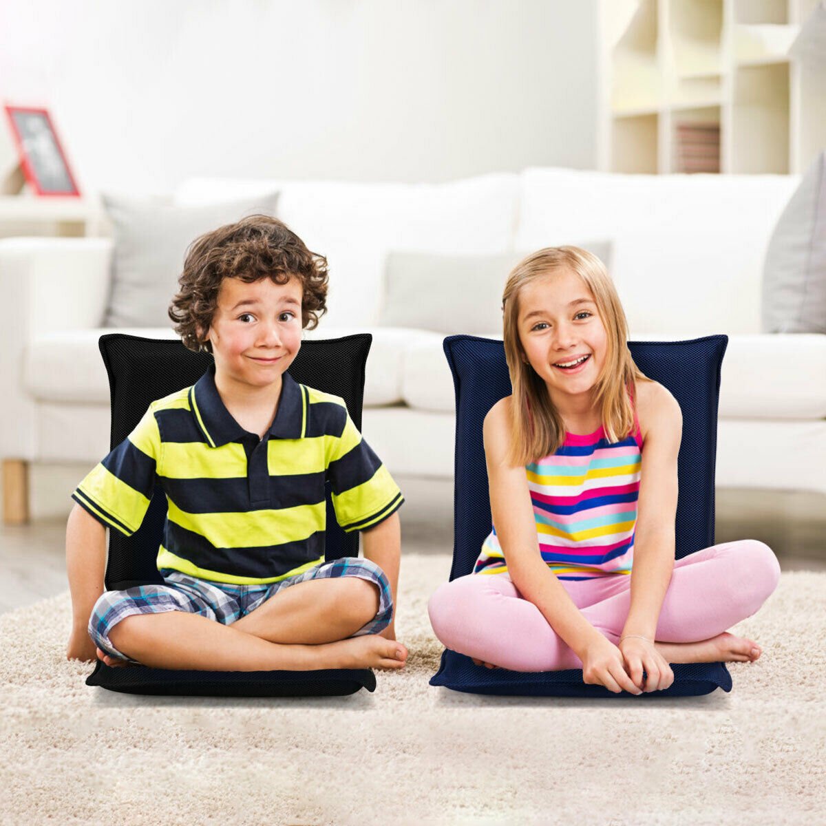 Adjustable Folding Cushion Adult Floor Chair With Back Support image 3