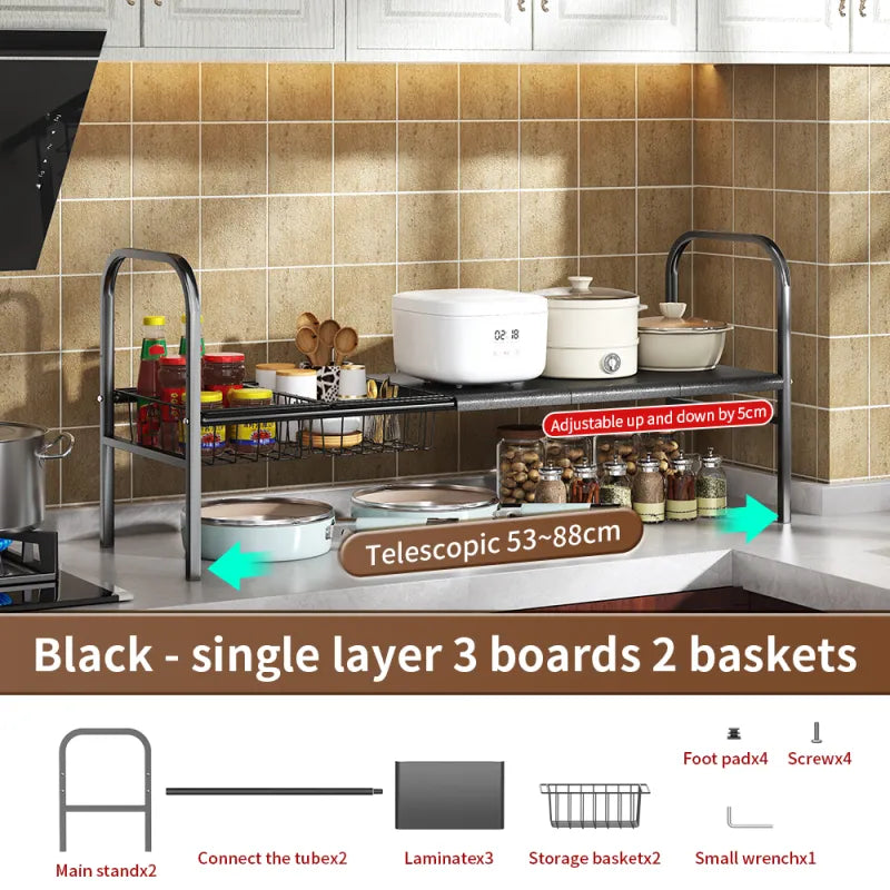 2 Tier Under Sink Organizer Sliding Storage Drawer Kitchen Bathroom Cabinet image 3