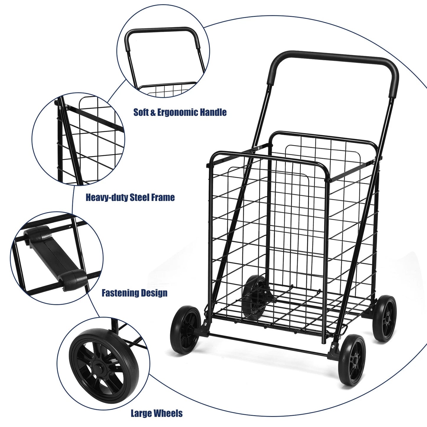 Portable Folding Personal Grocery Shopping Cart With Wheels image 6