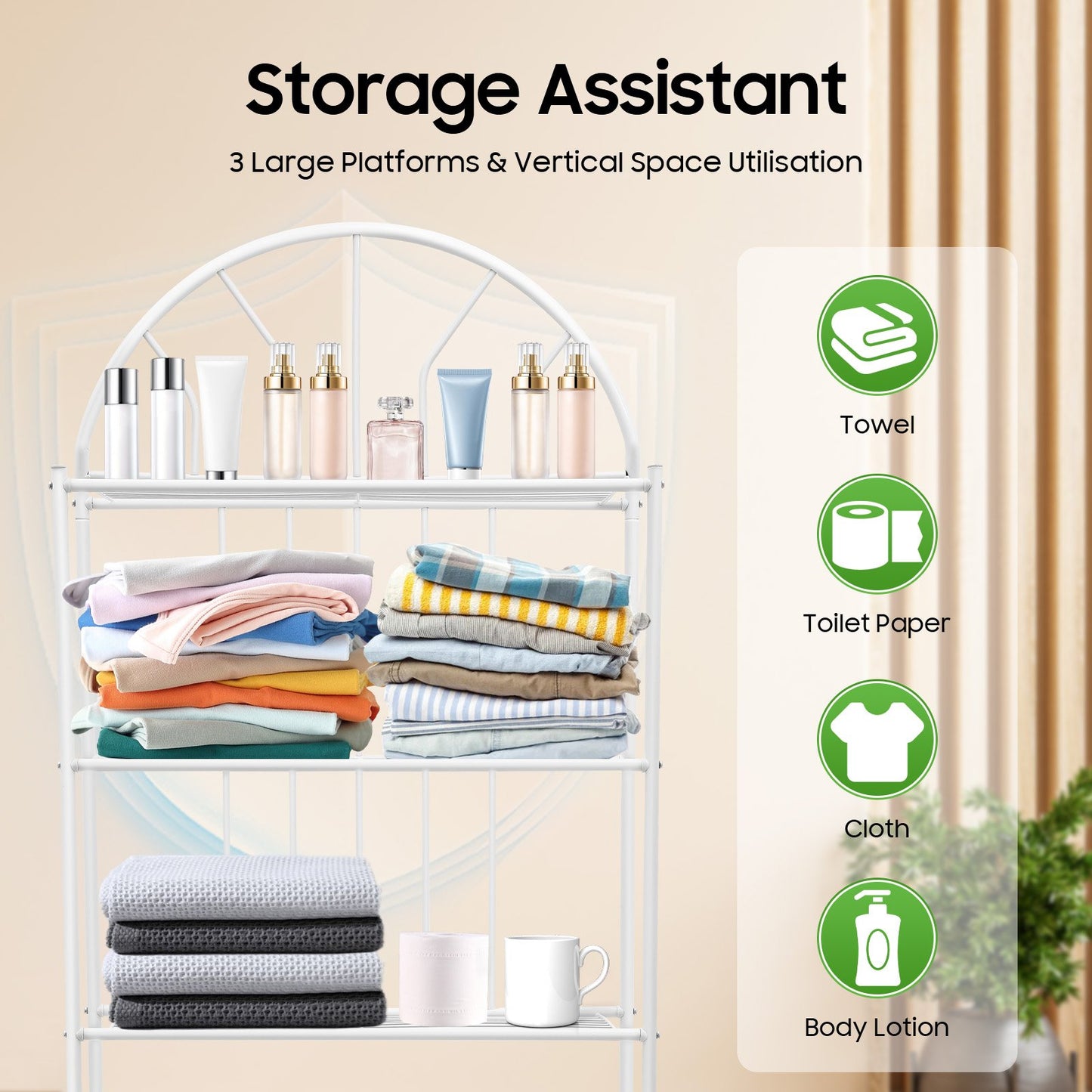 Large Over The Toilet Bathroom Space Saver Storage Shelf image 7