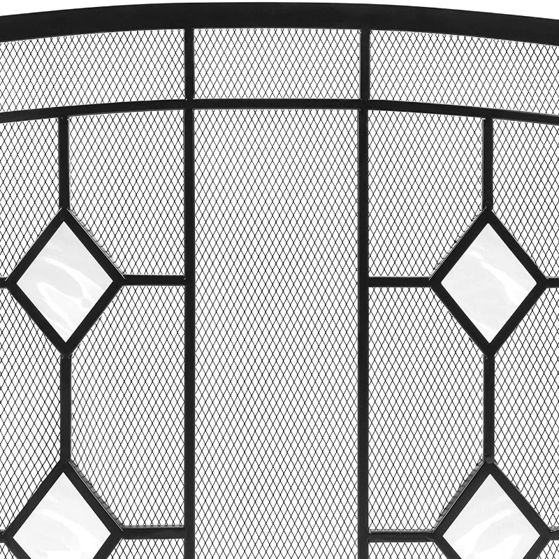 Modern Decorative Black Fireplace Screen Door 3 Panel image 3