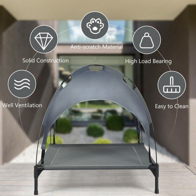Portable Elevated Outdoor Pet Bed with Removable Canopy Shade image 11