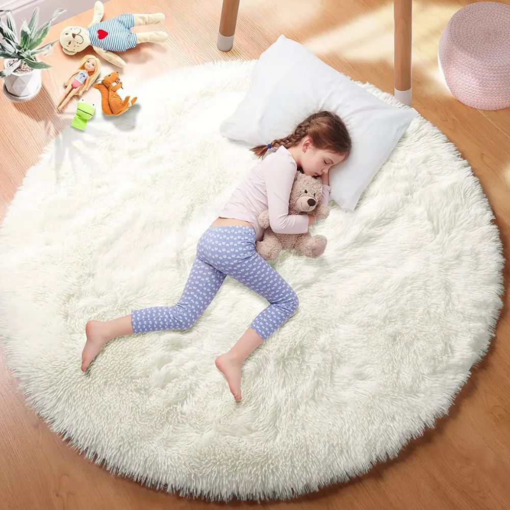 Super Soft Plush Round Rug – Fluffy Thick Pile Carpet for Bedroom & Living Room