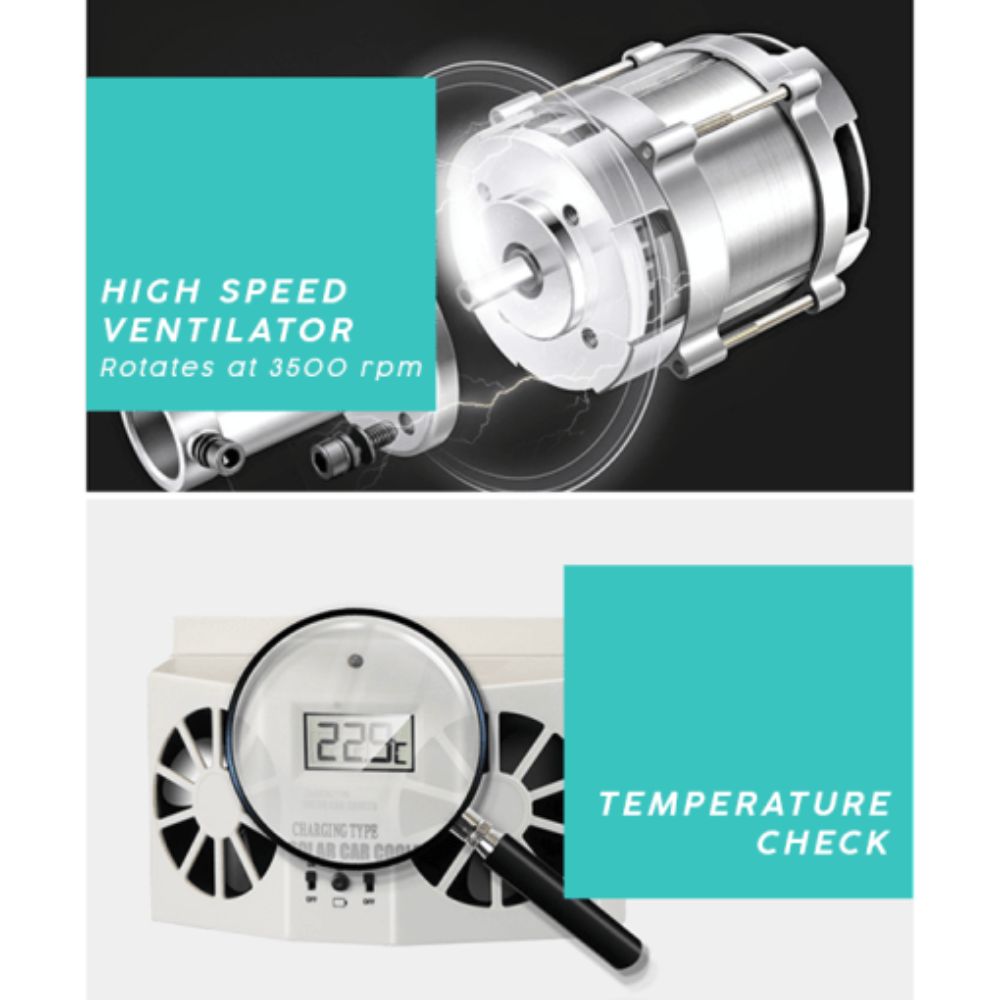 Solar Car Cooling Fan Powered Window Cooler For Interior Ventilation